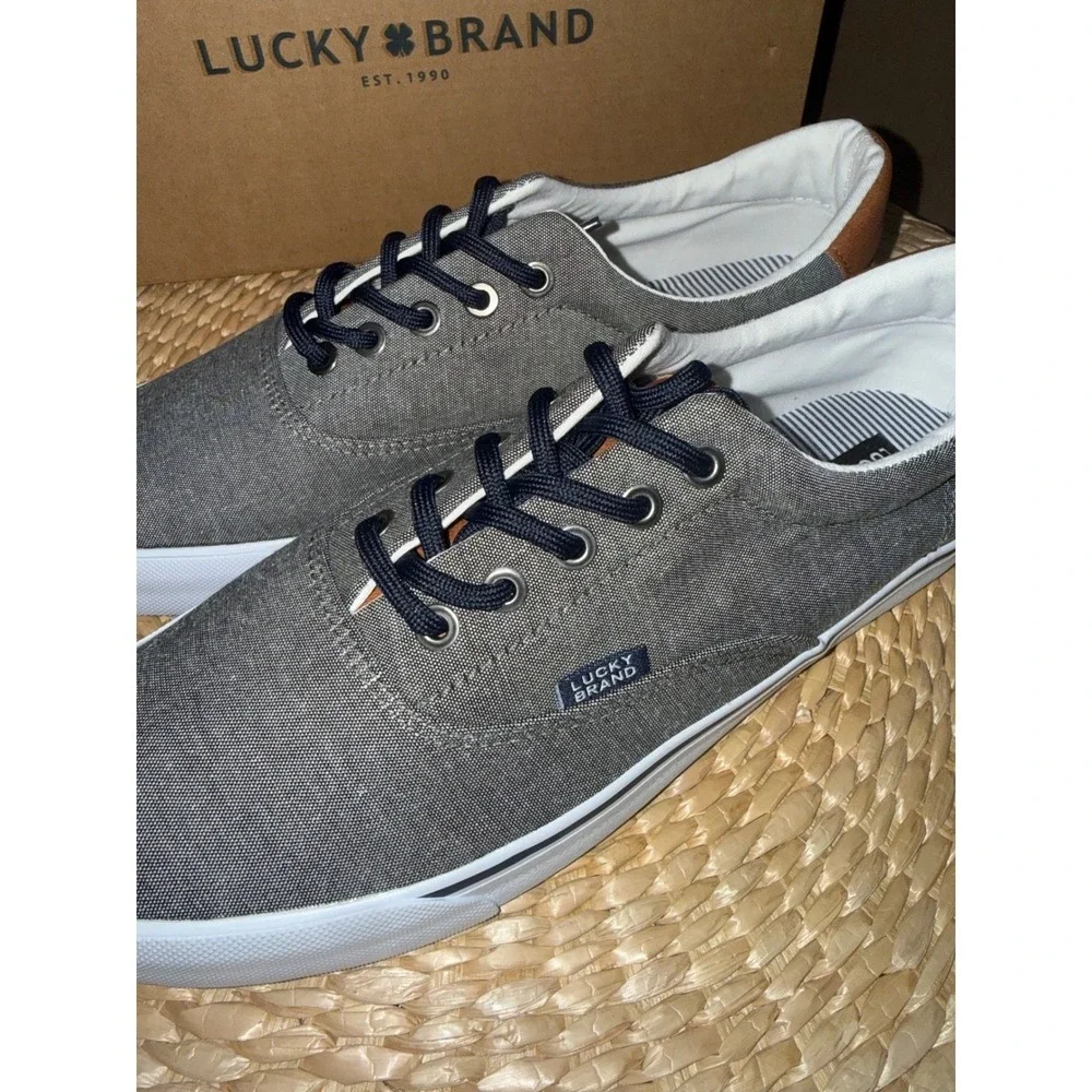 Lucky‎ Brand Canvas Sneakers Gray Navy Lace-Up Men's Size 9.5 NIB